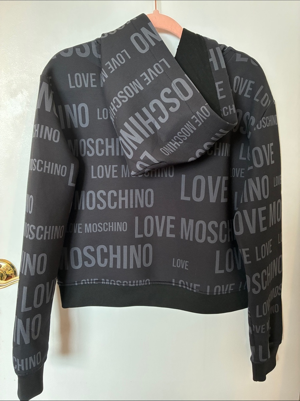 Love Moschino Black Allover Logo Hoodie